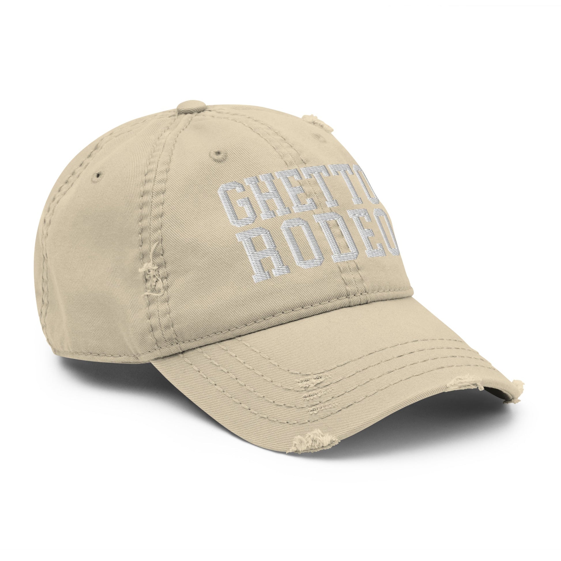 Ghetto Rodeo Varsity Letterman Block Distressed Dad Hat Khaki