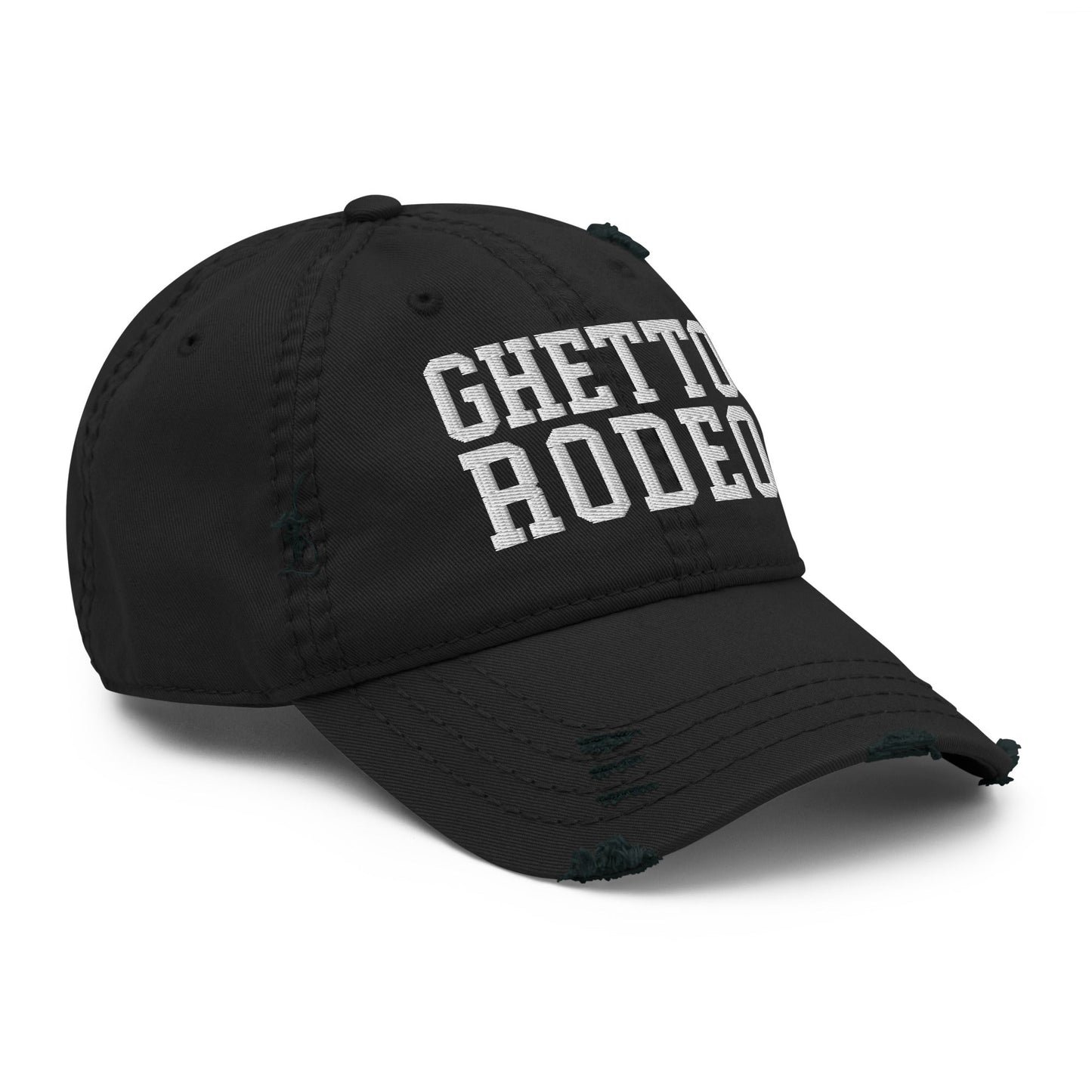 Ghetto Rodeo Varsity Letterman Block Distressed Dad Hat Black