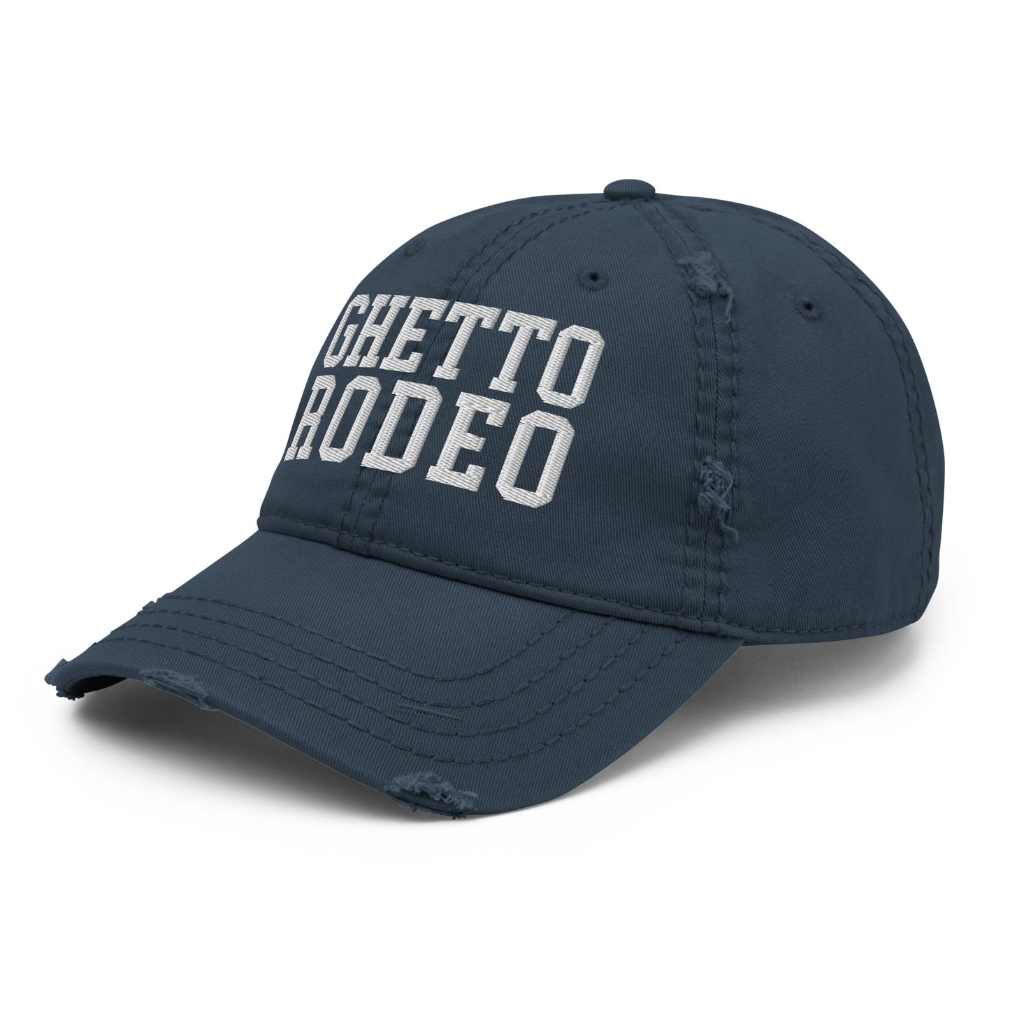 Ghetto Rodeo Varsity Letterman Block Distressed Dad Hat Navy