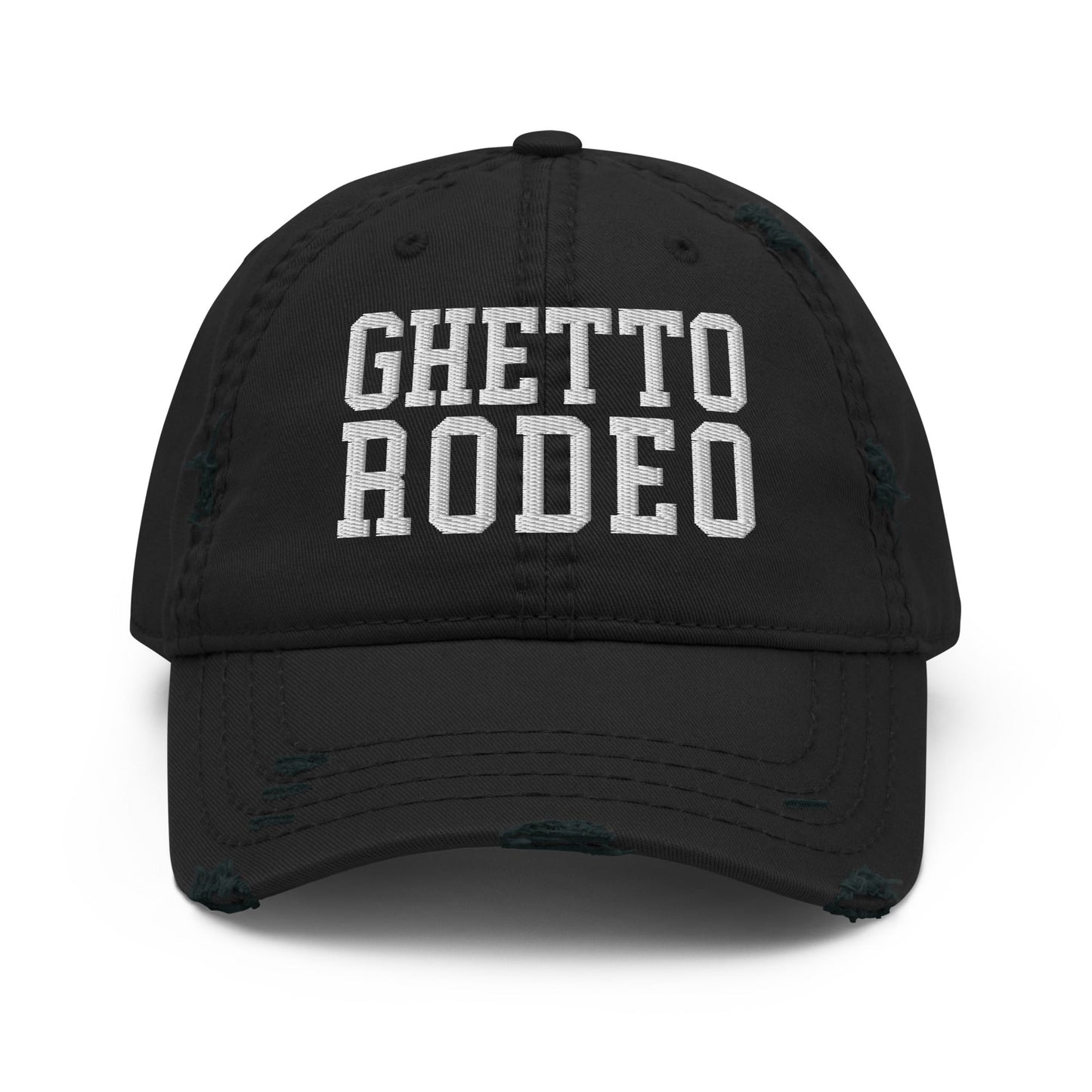 Ghetto Rodeo Varsity Letterman Block Distressed Dad Hat Black