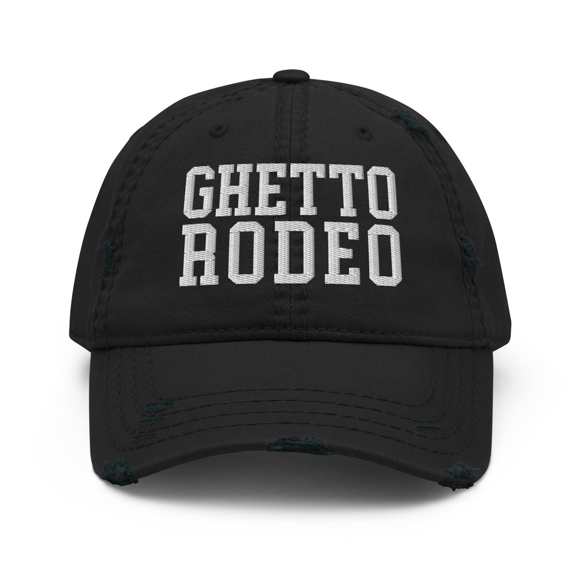 Ghetto Rodeo Varsity Letterman Block Distressed Dad Hat Black