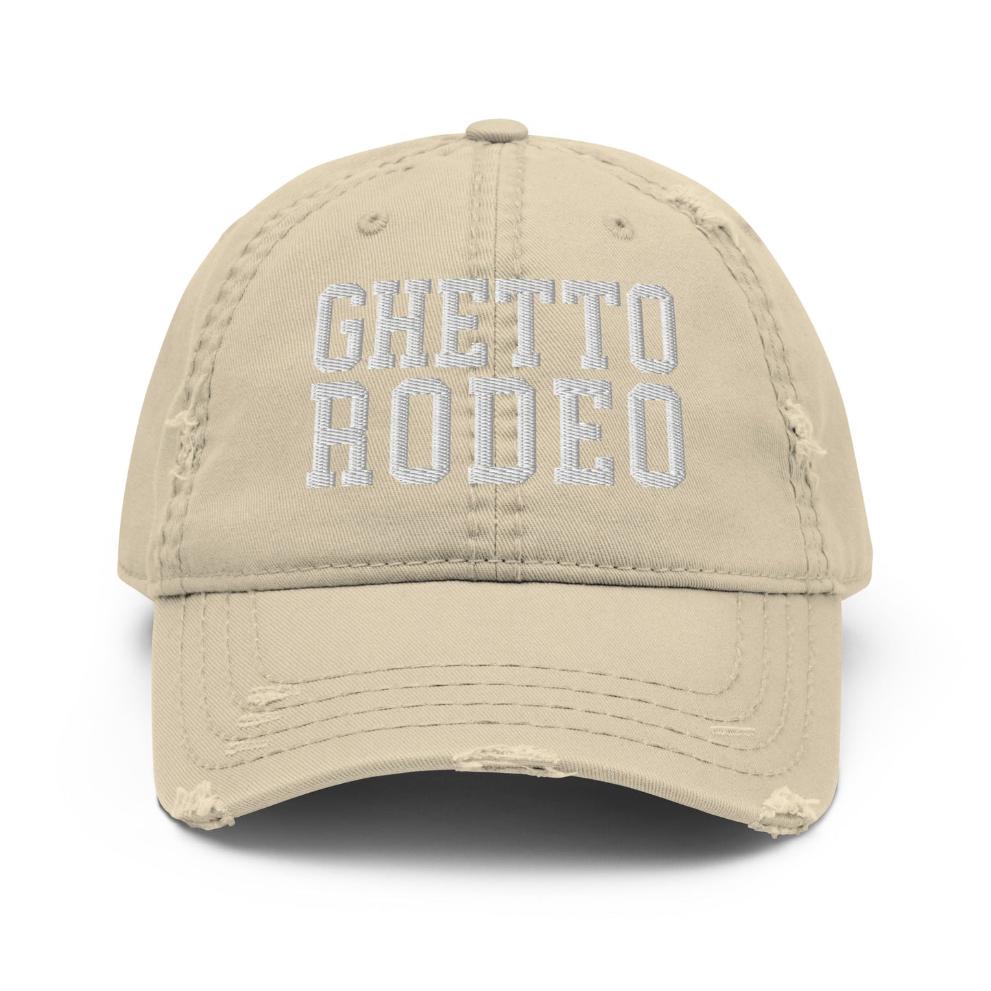 Ghetto Rodeo Varsity Letterman Block Distressed Dad Hat Khaki