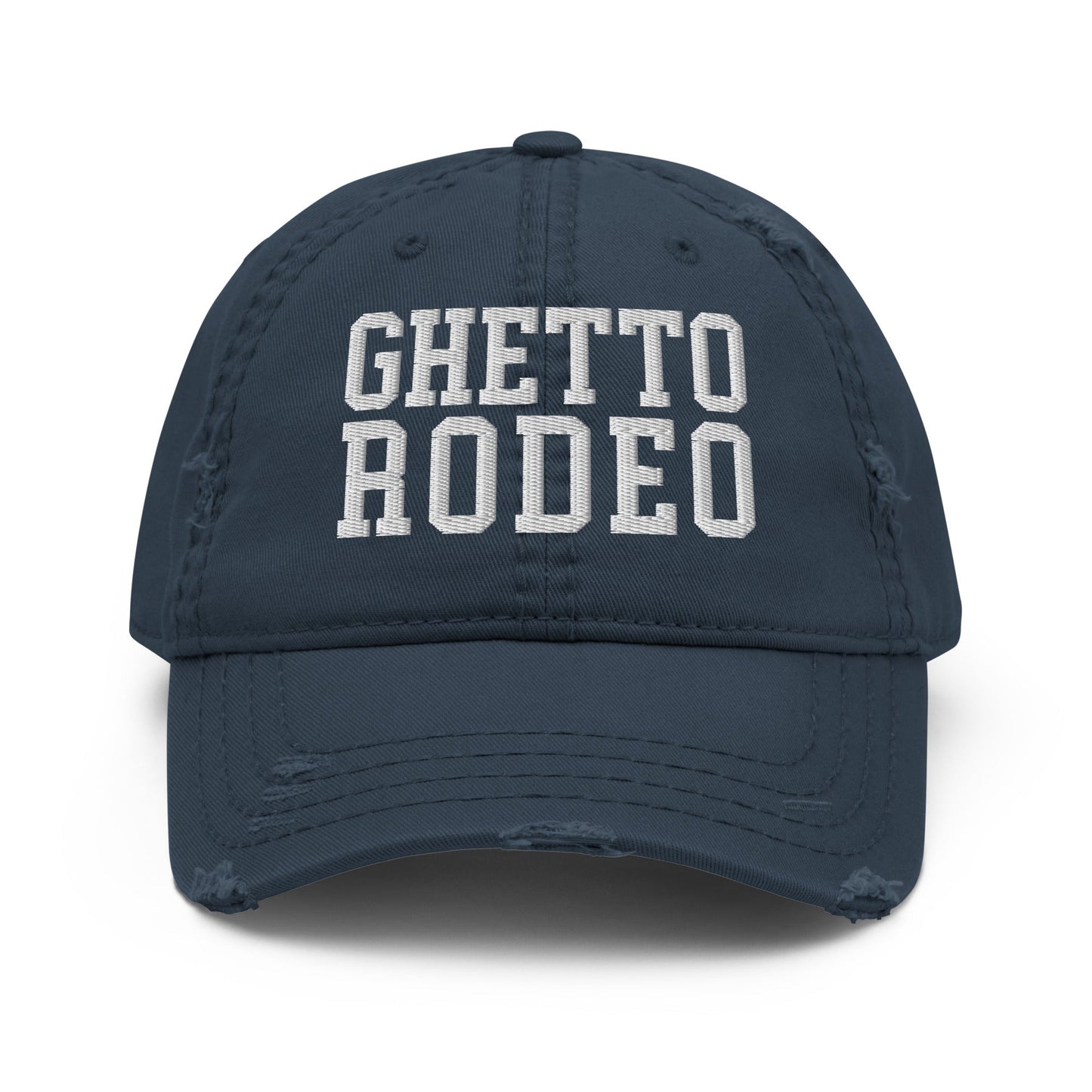 Ghetto Rodeo Varsity Letterman Block Distressed Dad Hat Navy