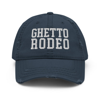 Ghetto Rodeo Varsity Letterman Block Distressed Dad Hat Navy