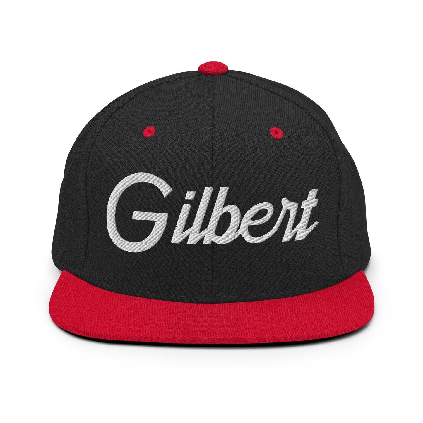 Gilbert Script Snapback Hat Black Red