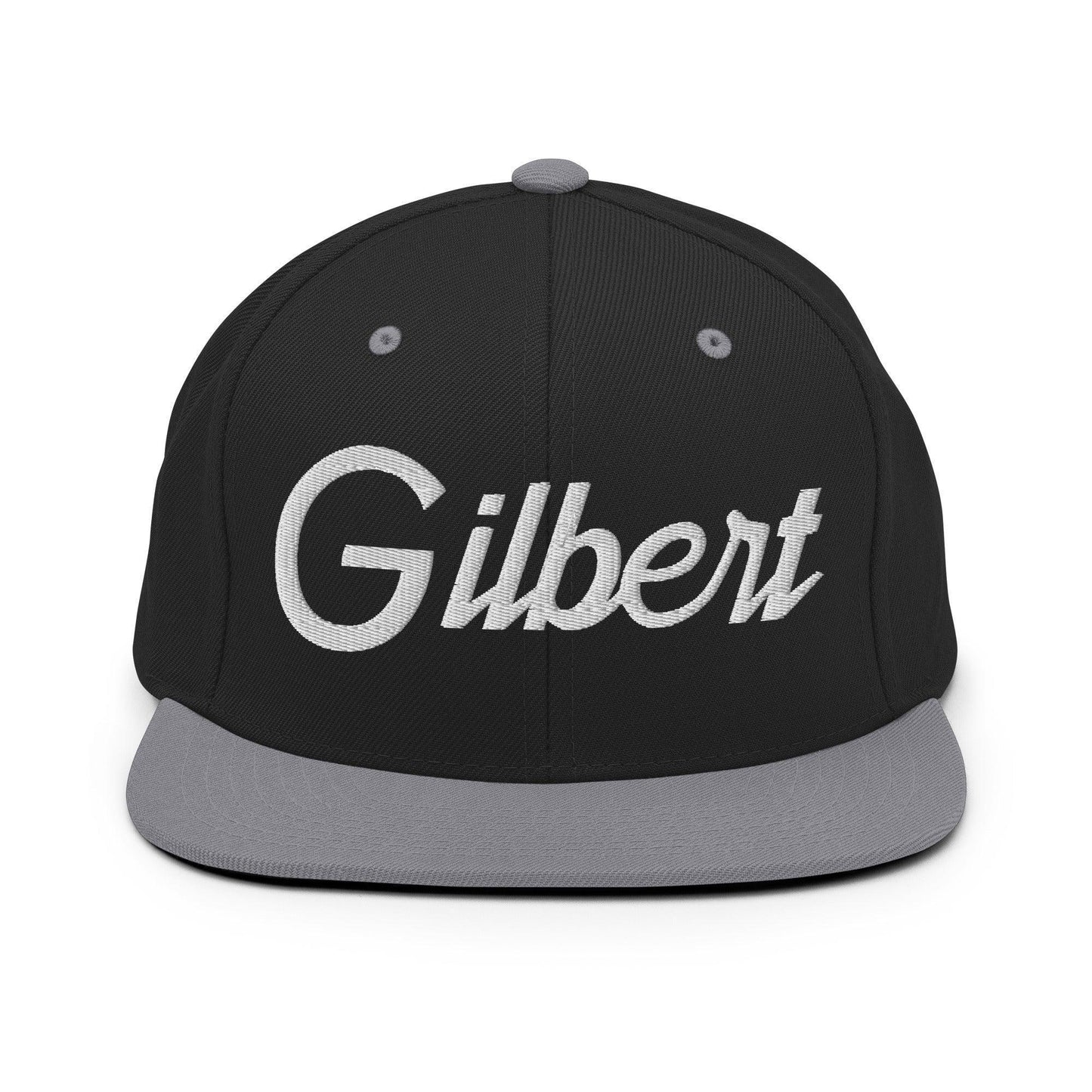Gilbert Script Snapback Hat Black Silver