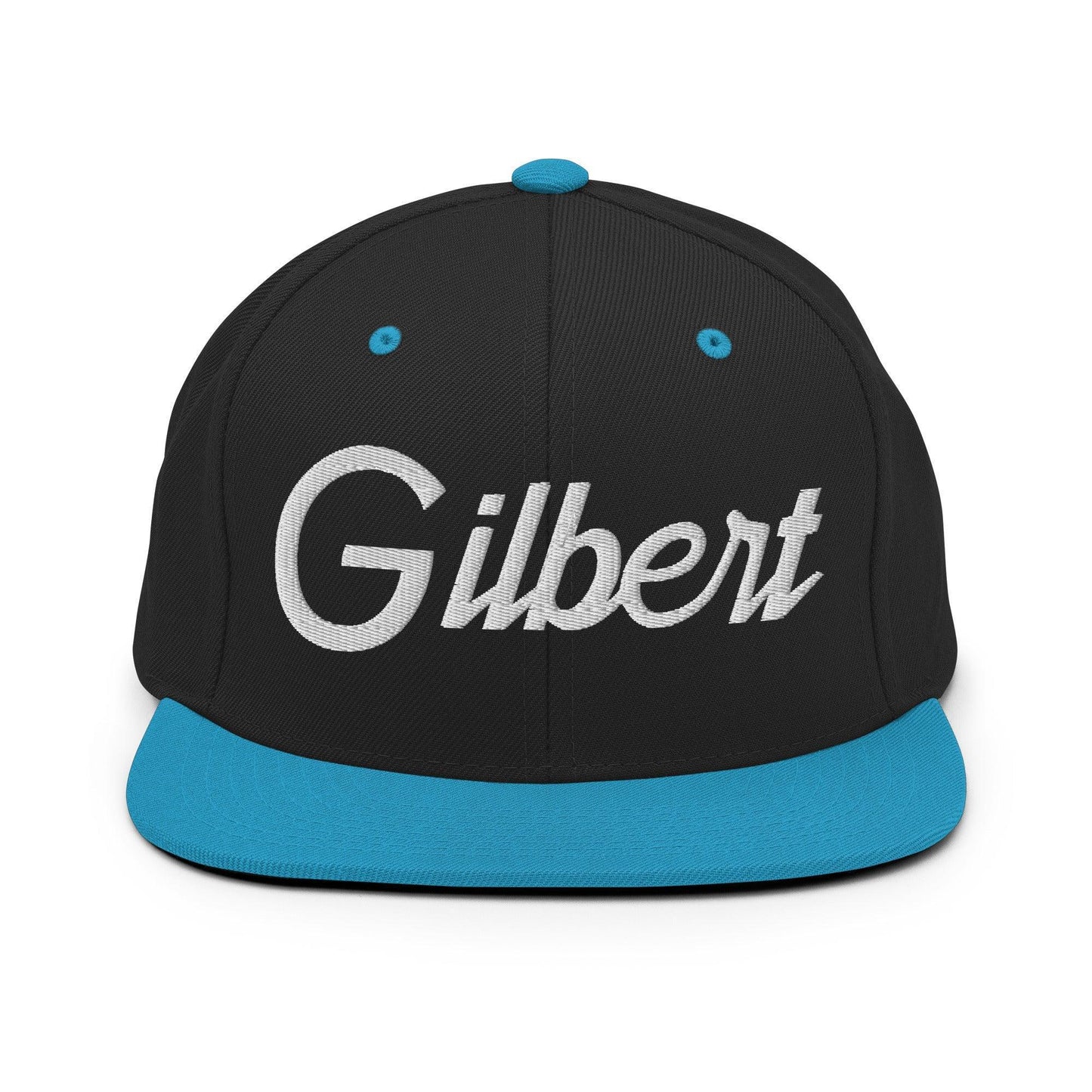 Gilbert Script Snapback Hat Black Teal