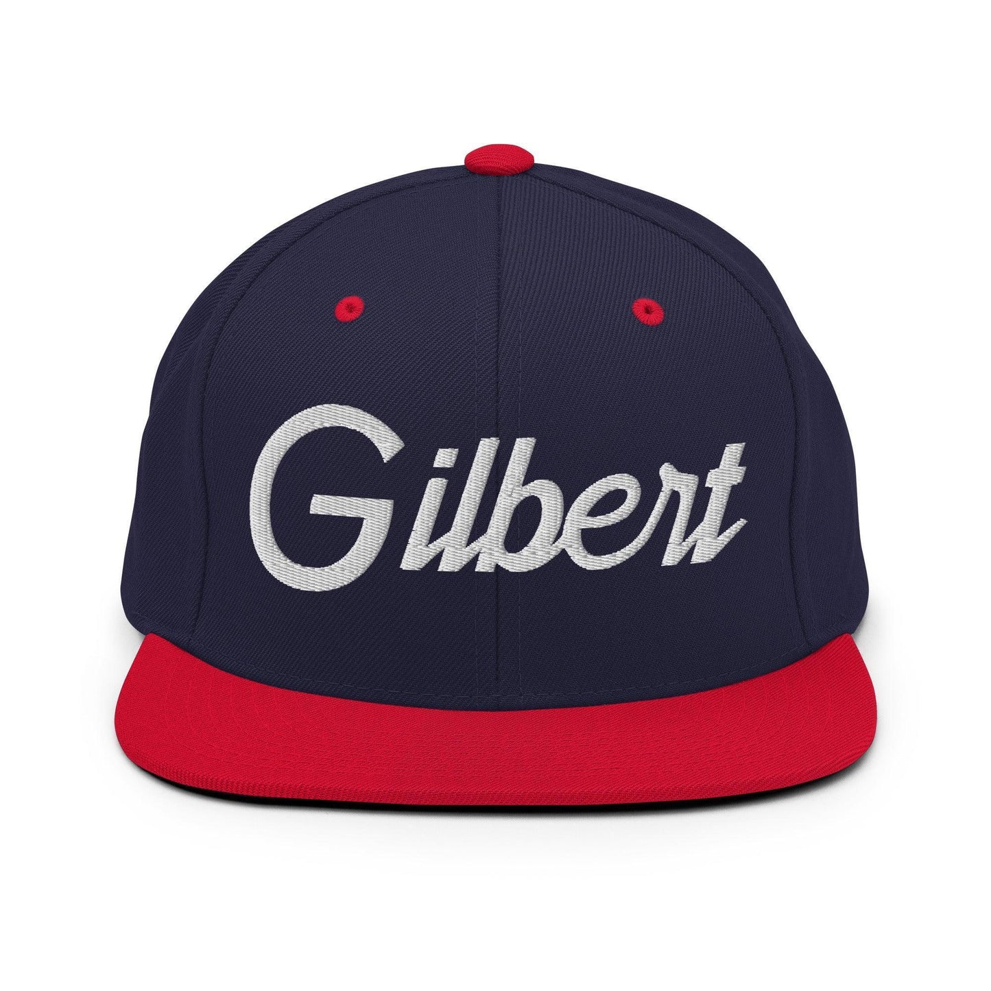 Gilbert Script Snapback Hat Navy Red