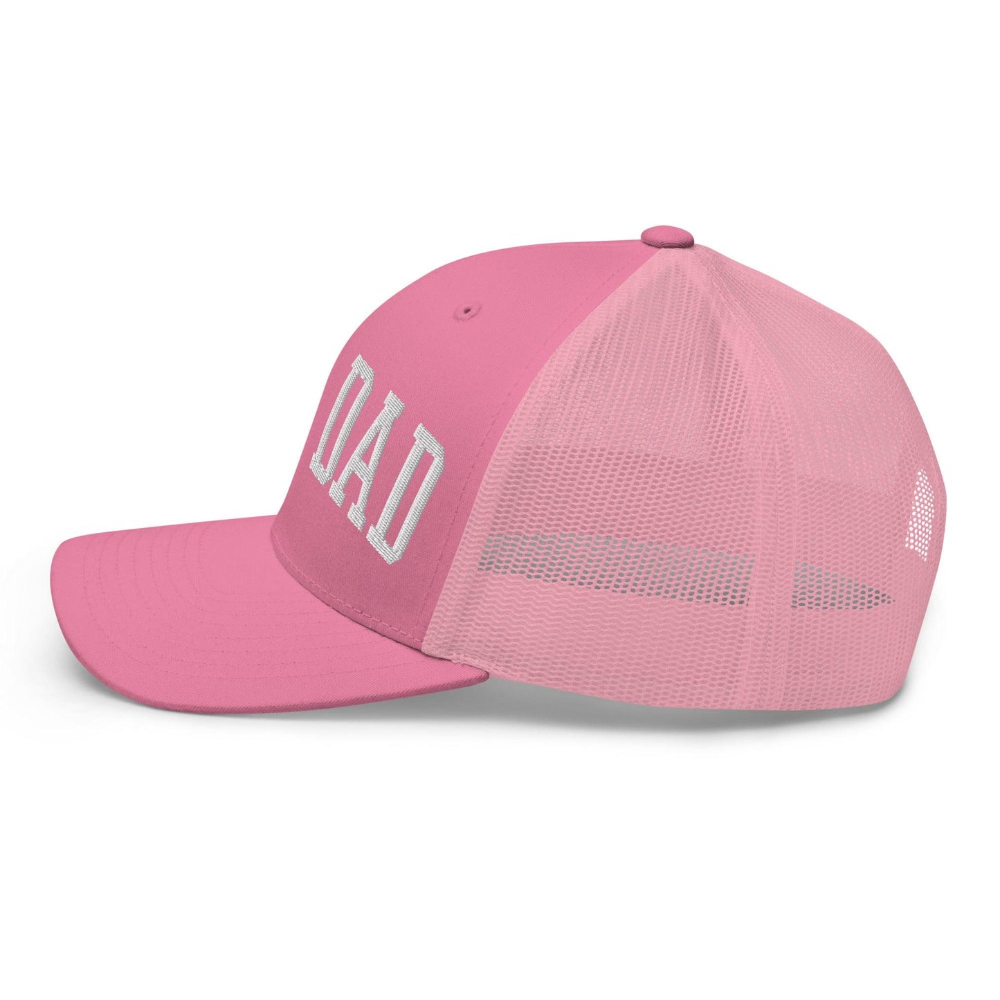 Girl Dad Varsity Letterman Embroidered Mesh Trucker Hat Pink