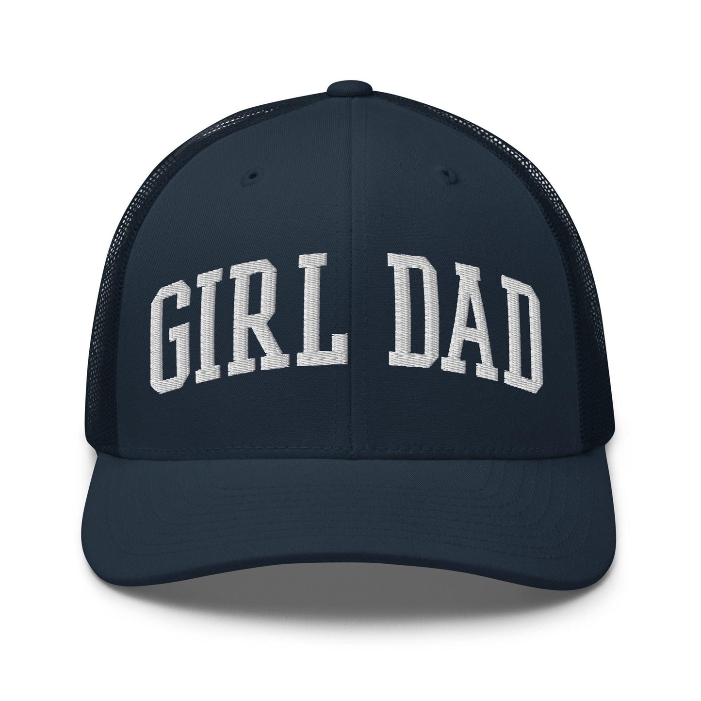 Girl Dad Varsity Letterman Embroidered Mesh Trucker Hat Navy