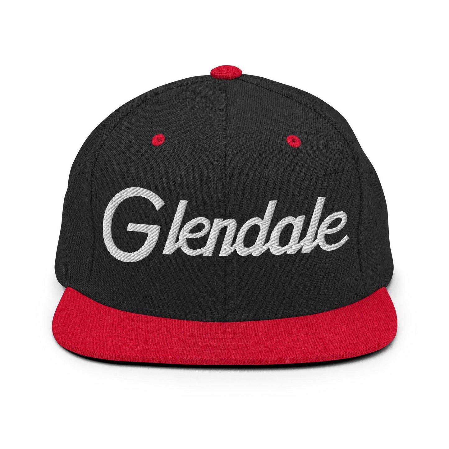 Glendale Script Snapback Hat Black Red