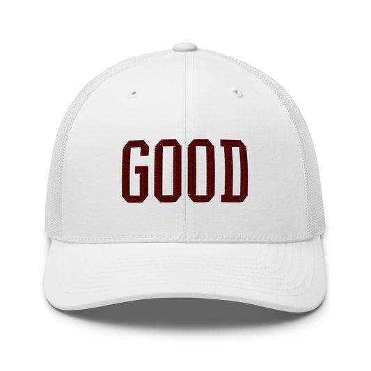 Good Texas Varisty Letterman Block Retro Trucker Hat White