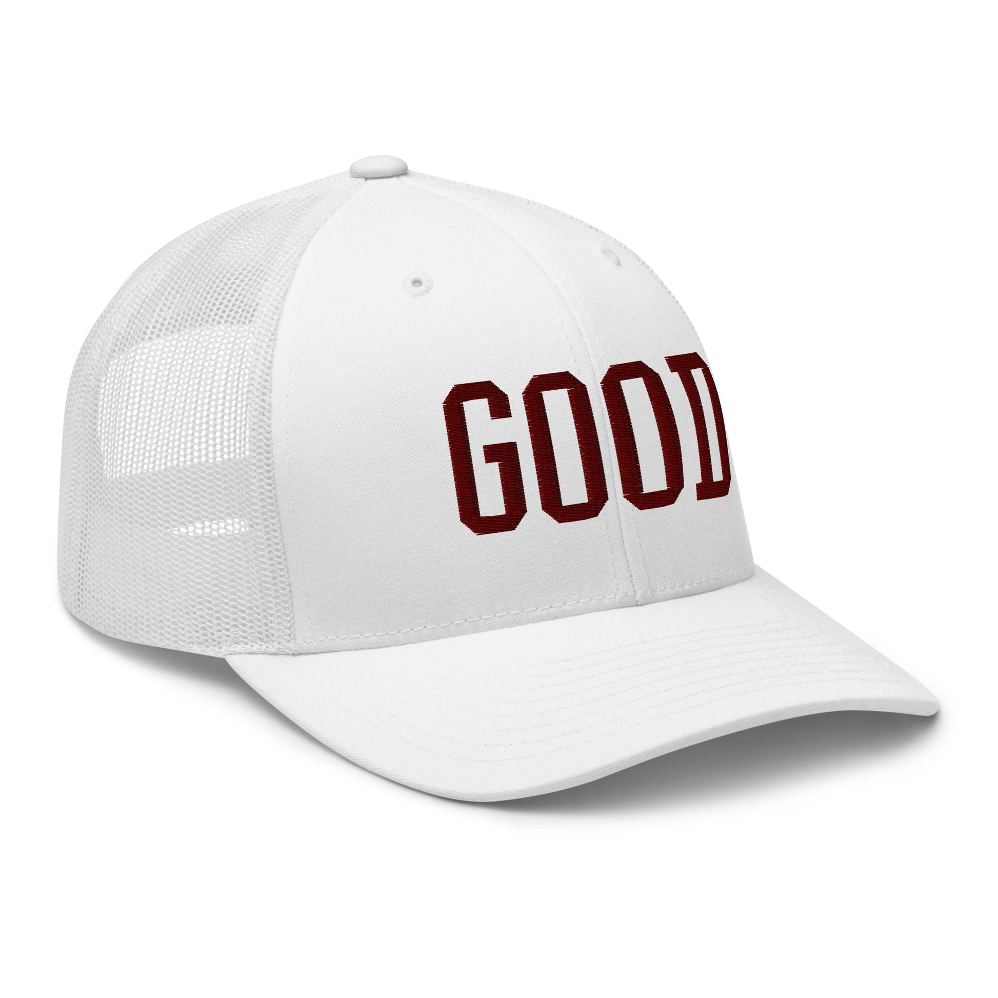 Good Texas Varisty Letterman Block Retro Trucker Hat White