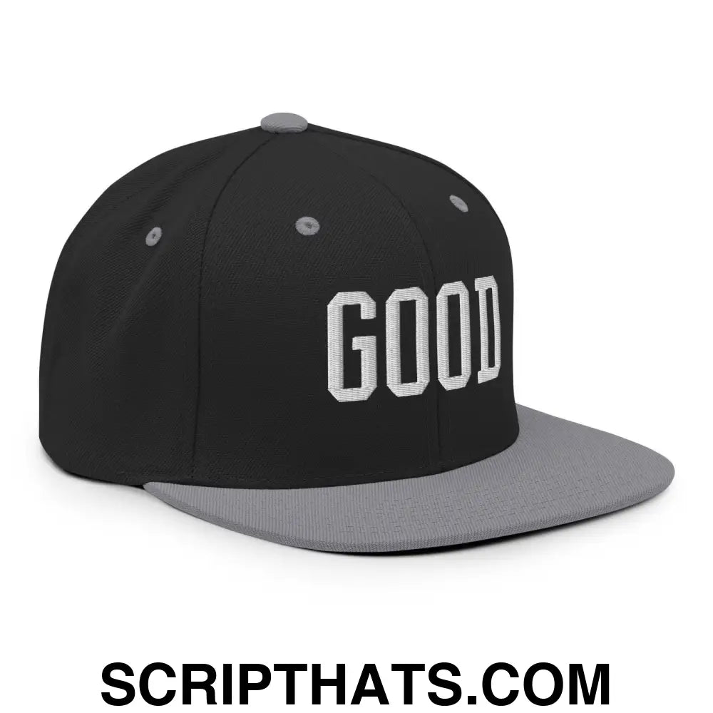 Good Varisty Letterman Block Snapback Hat Black Silver