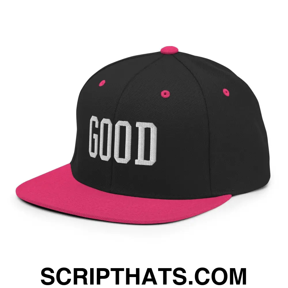 Good Varisty Letterman Block Snapback Hat Black Neon Pink