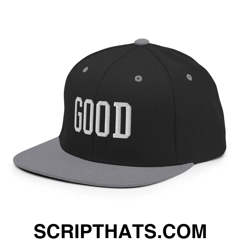 Good Varisty Letterman Block Snapback Hat Black Silver