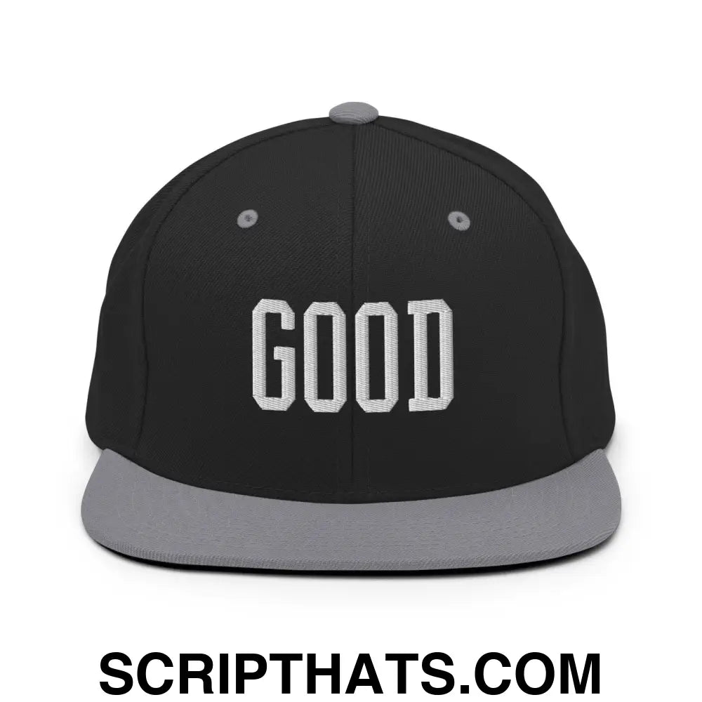 Good Varisty Letterman Block Snapback Hat Black Silver