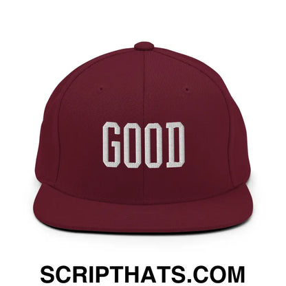 Good Varisty Letterman Block Snapback Hat Maroon