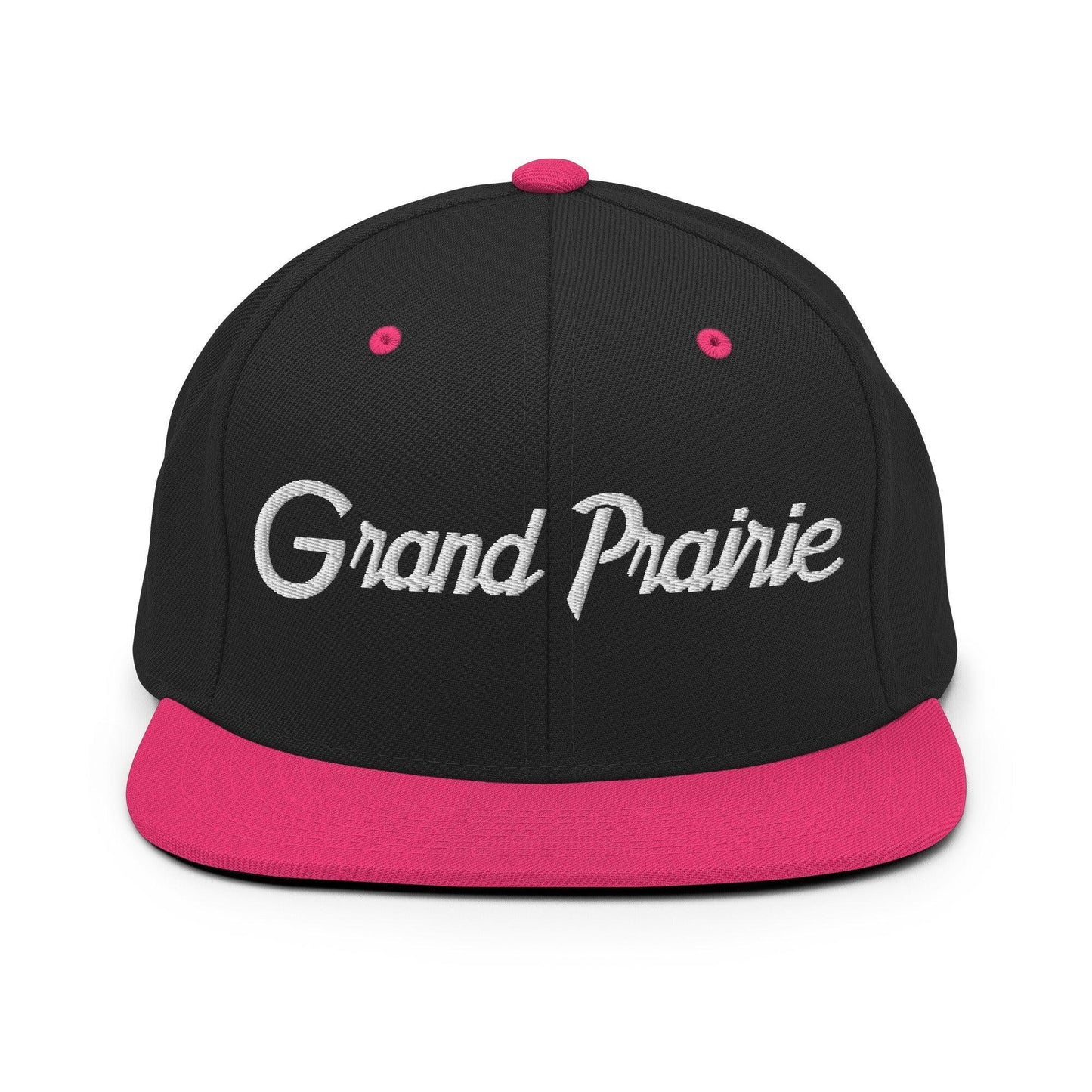 Grand Prairie Script Snapback Hat Black Neon Pink