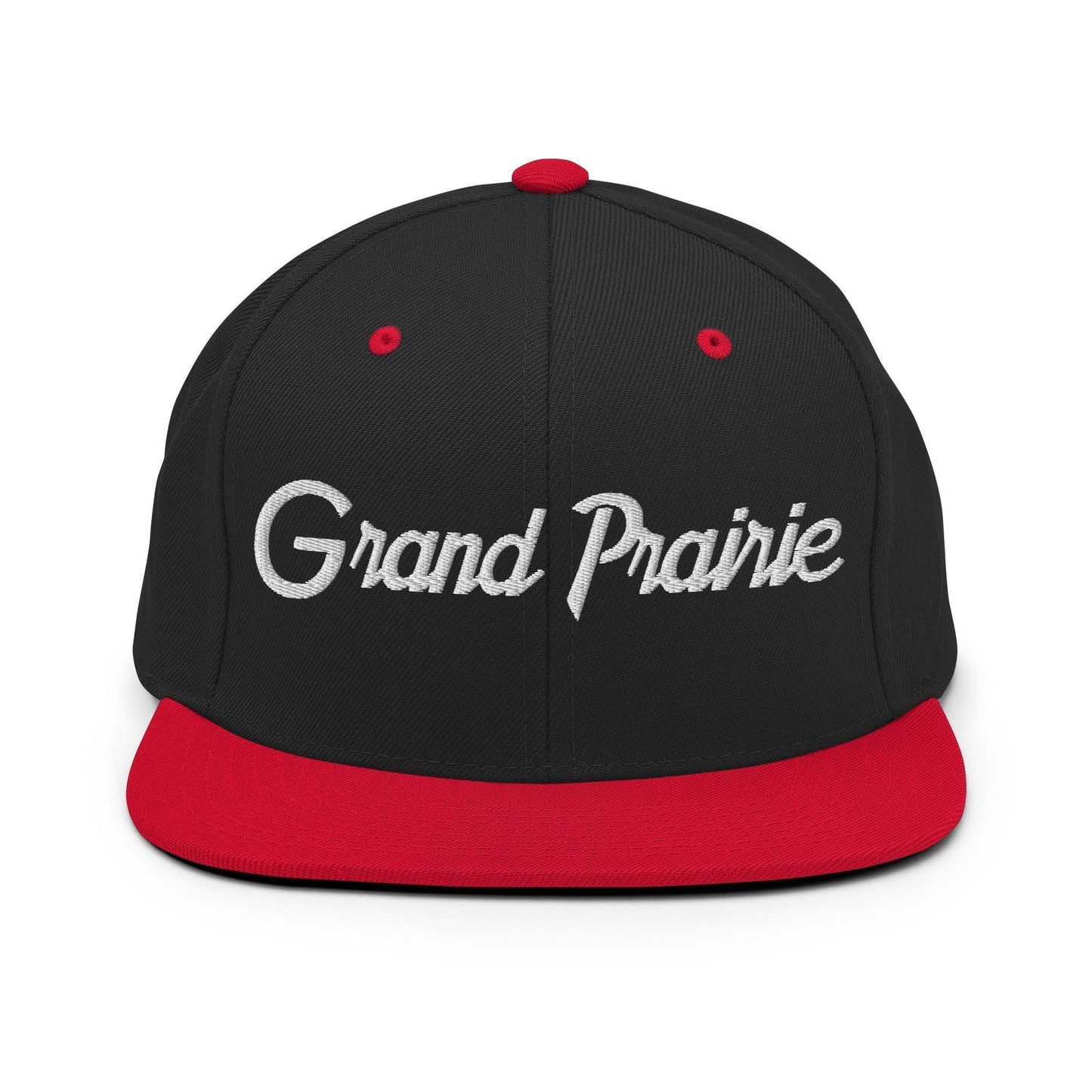 Grand Prairie Script Snapback Hat Black Red