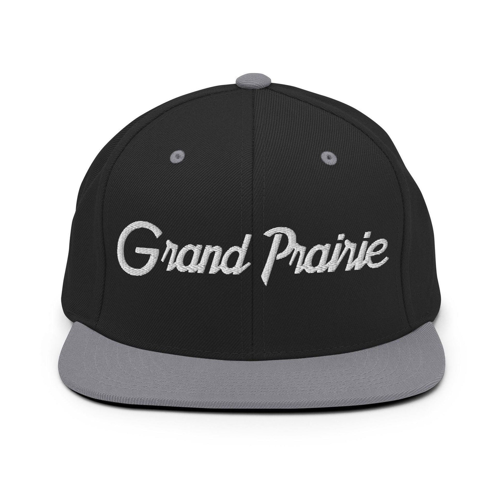Grand Prairie Script Snapback Hat Black Silver