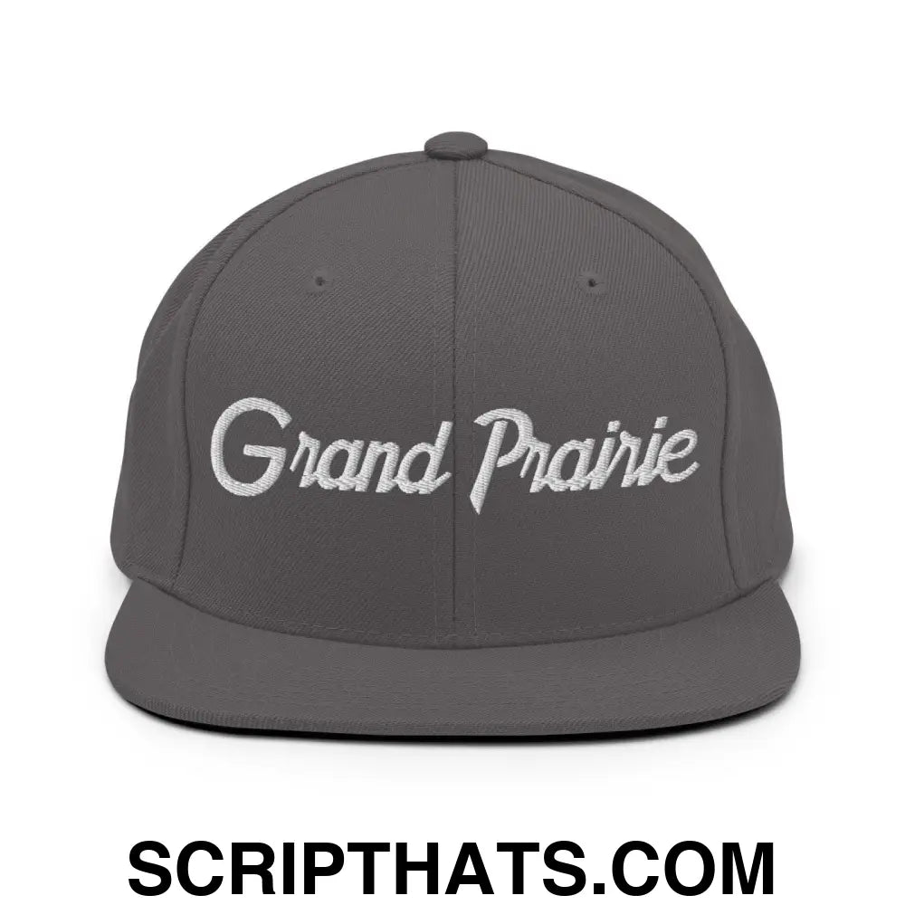 Grand Prairie Script Snapback Hat Dark Grey