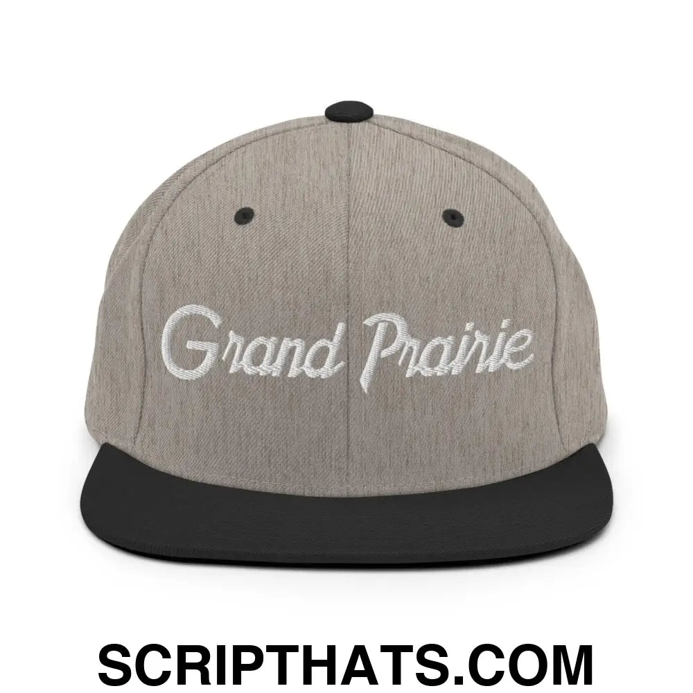 Grand Prairie Script Snapback Hat Heather Black