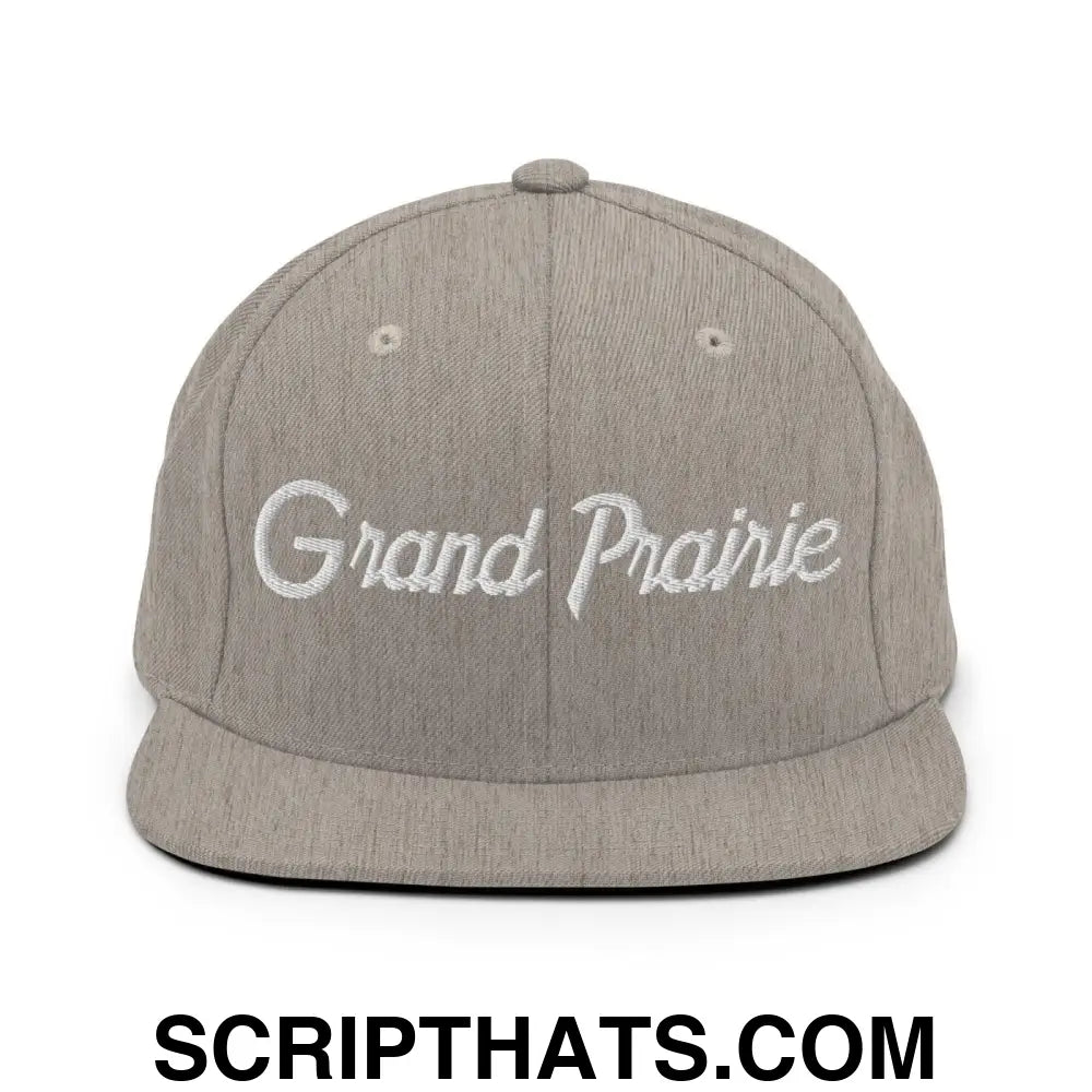 Grand Prairie Script Snapback Hat Heather Grey