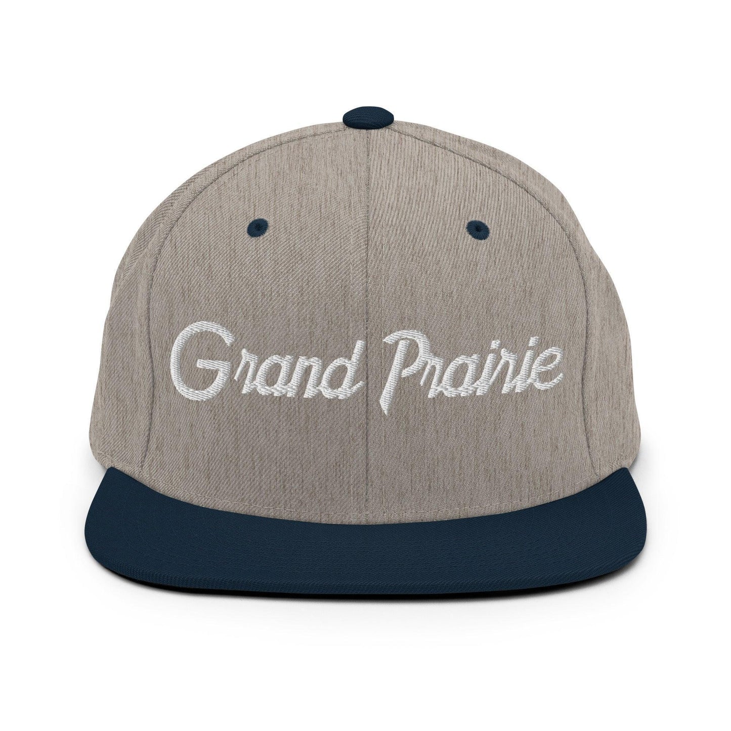 Grand Prairie Script Snapback Hat Heather Grey Navy