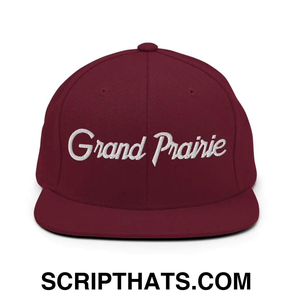 Grand Prairie Script Snapback Hat Maroon