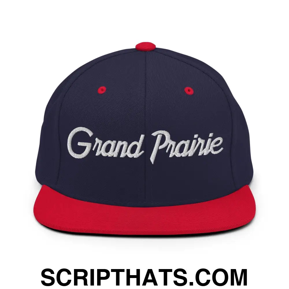 Grand Prairie Script Snapback Hat Navy Red