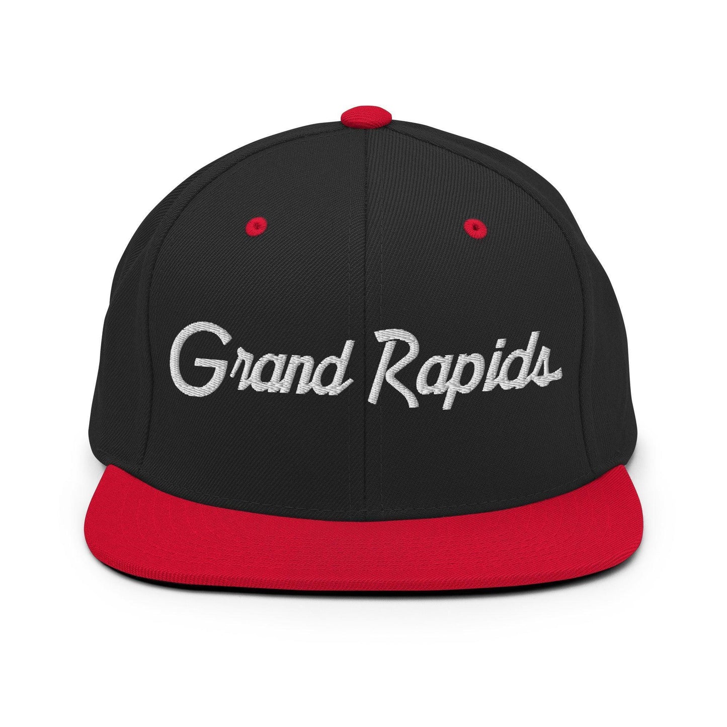 Grand Rapids Script Snapback Hat Black Red