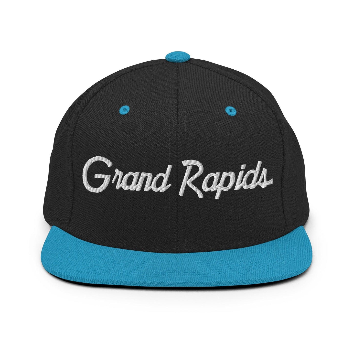 Grand Rapids Script Snapback Hat Black Teal