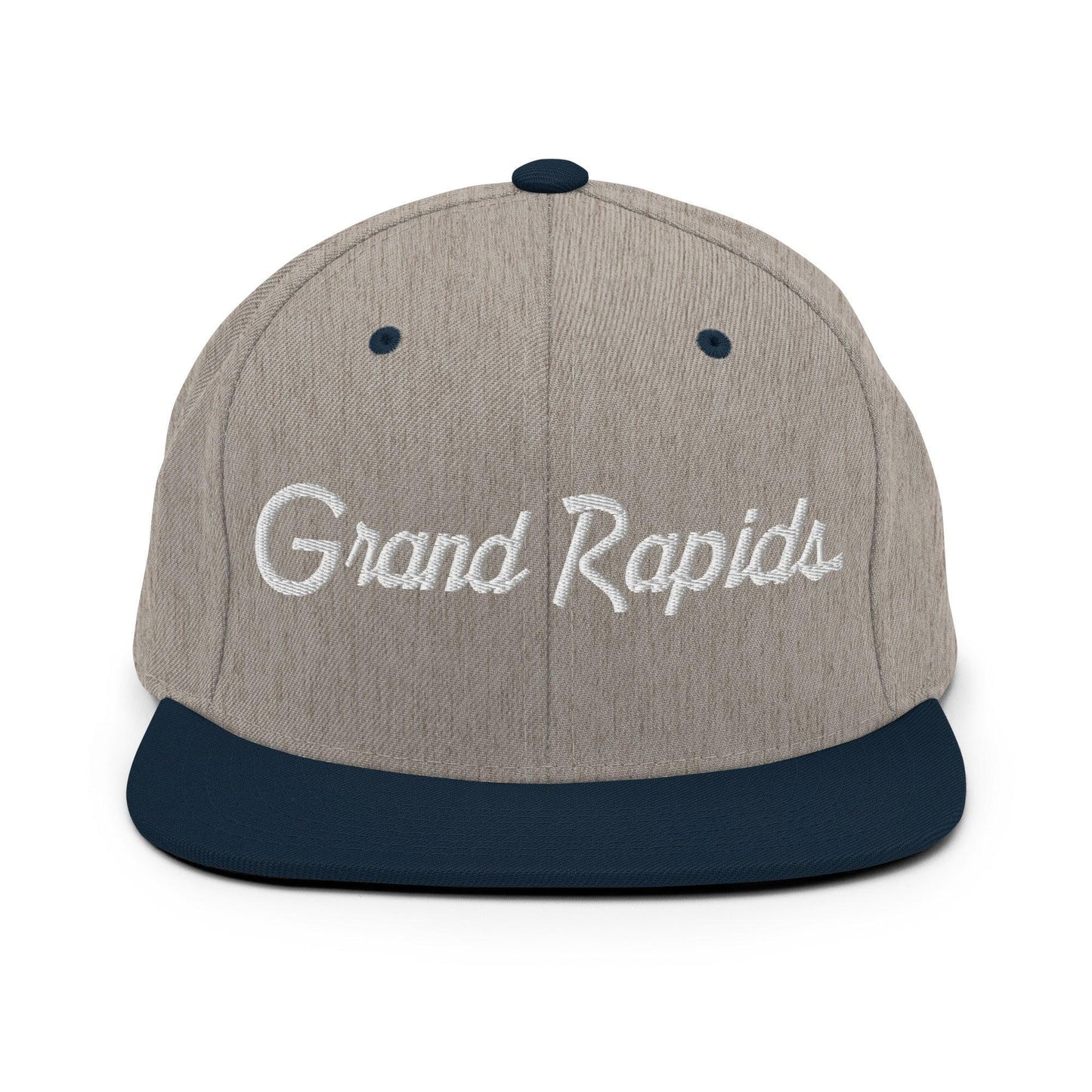 Grand Rapids Script Snapback Hat Heather Grey Navy