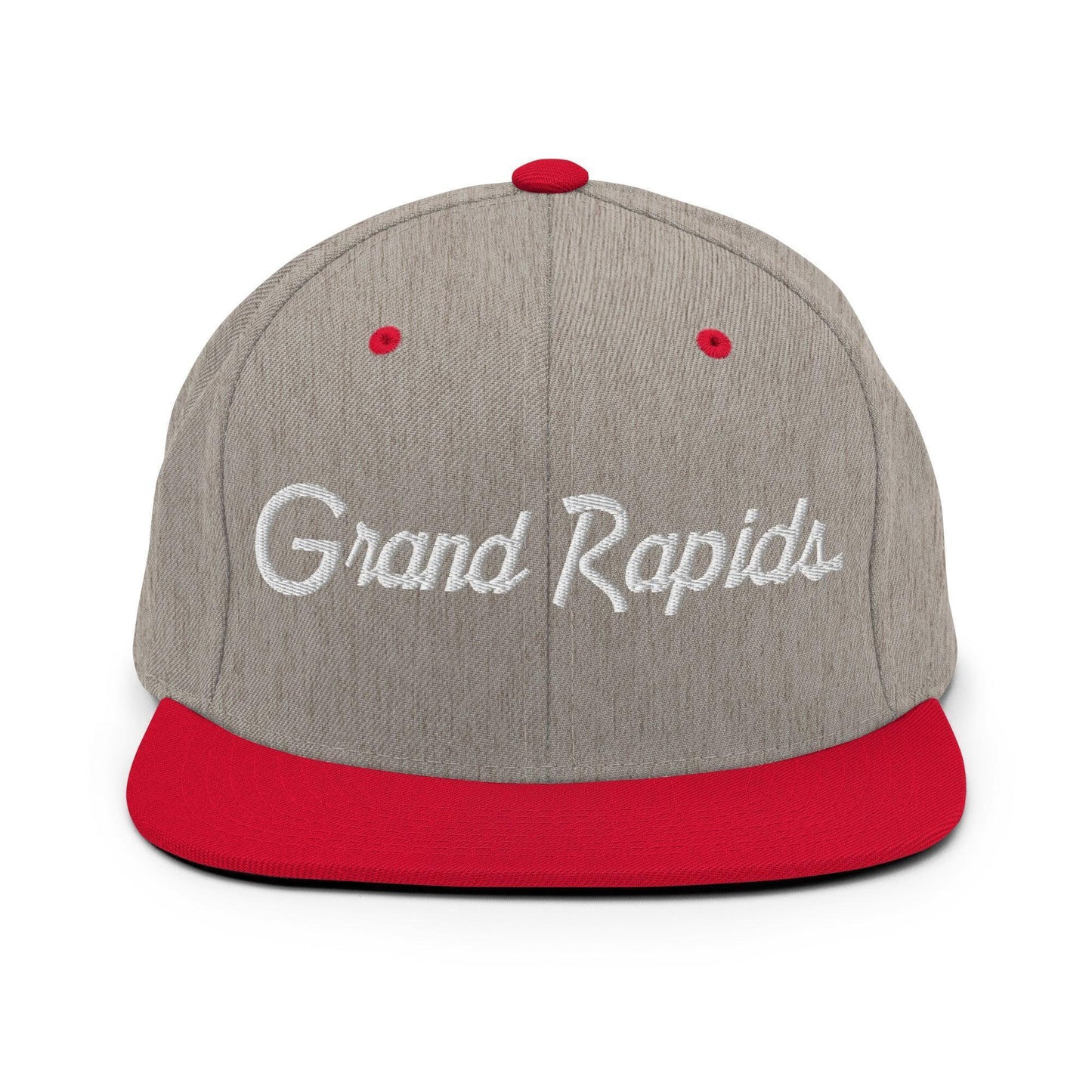 Grand Rapids Script Snapback Hat Heather Grey Red