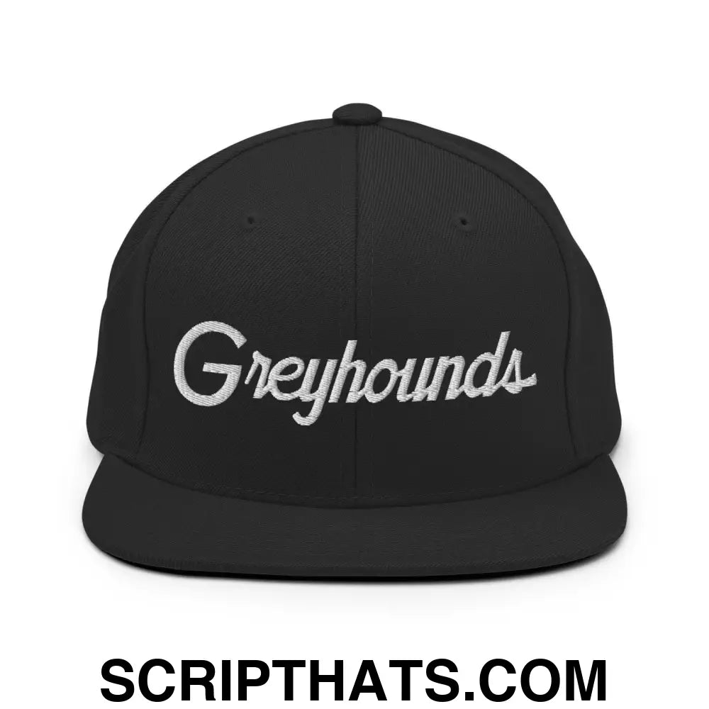 Greyhounds School Mascot Script Snapback Hat Black