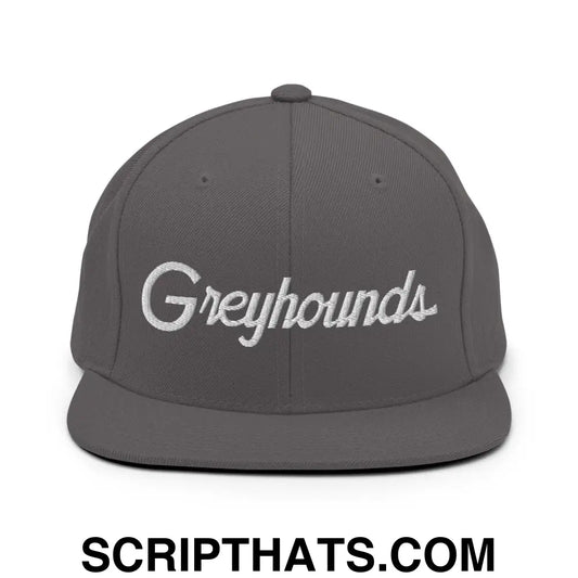 Greyhounds School Mascot Script Snapback Hat Dark Grey