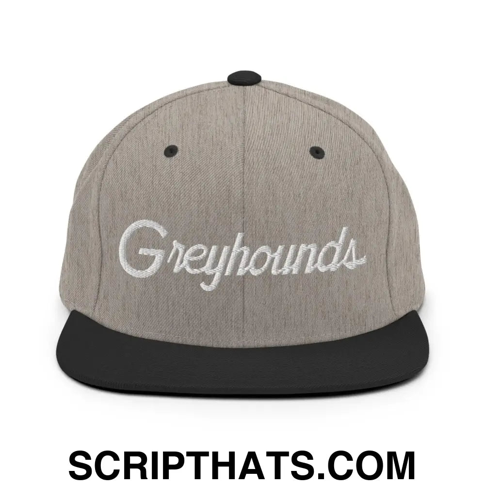 Greyhounds School Mascot Script Snapback Hat Heather Black