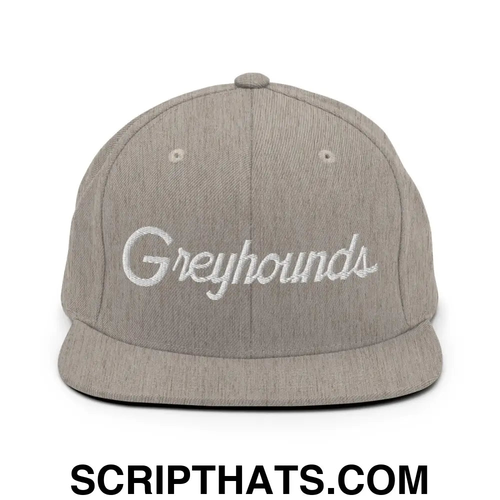 Greyhounds School Mascot Script Snapback Hat Heather Grey