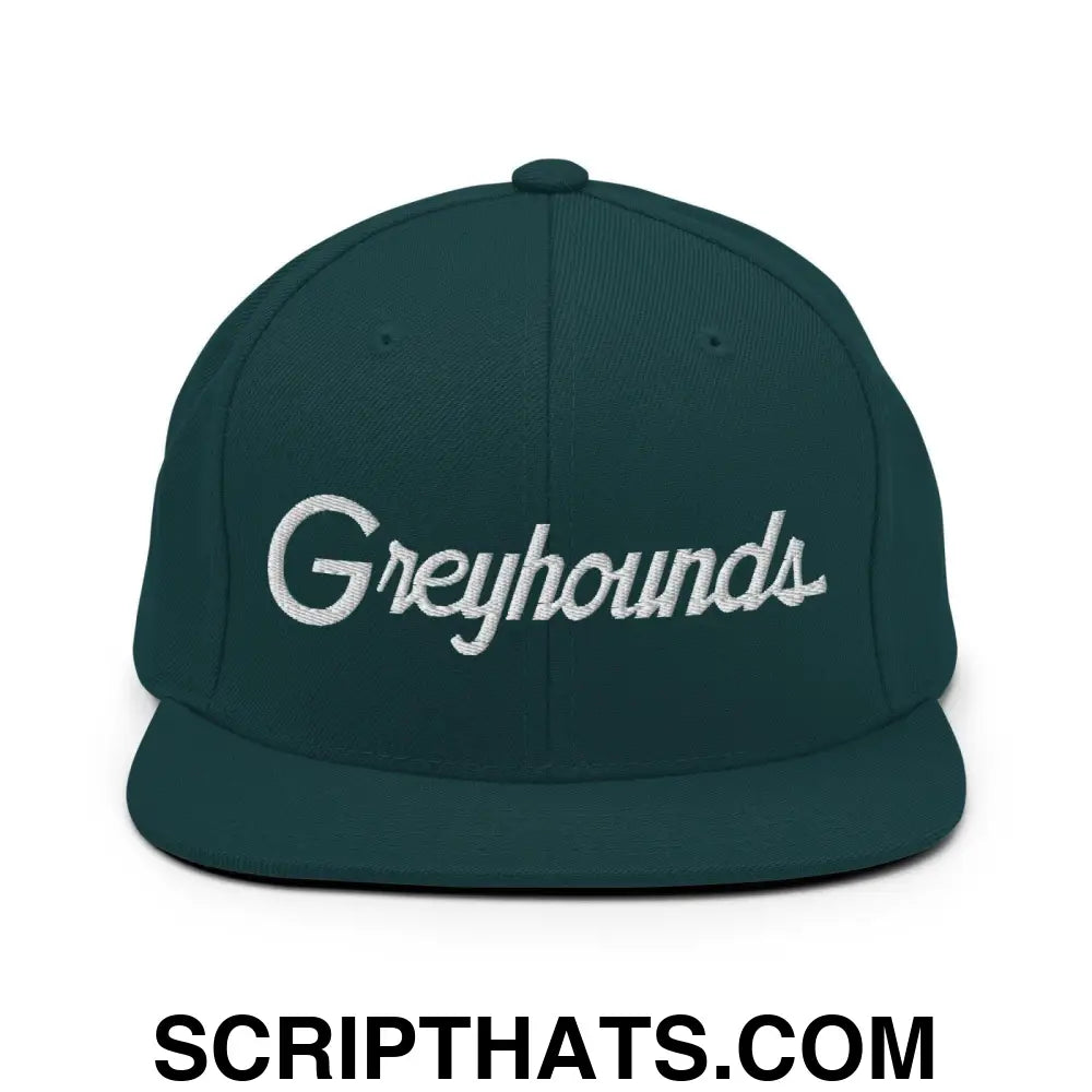 Greyhounds School Mascot Script Snapback Hat Spruce