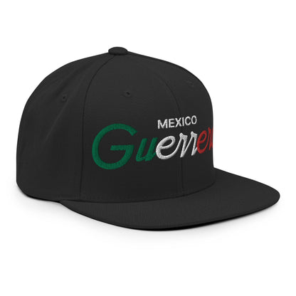 Guerrero Mexico Vintage Sports Script Snapback Hat Black