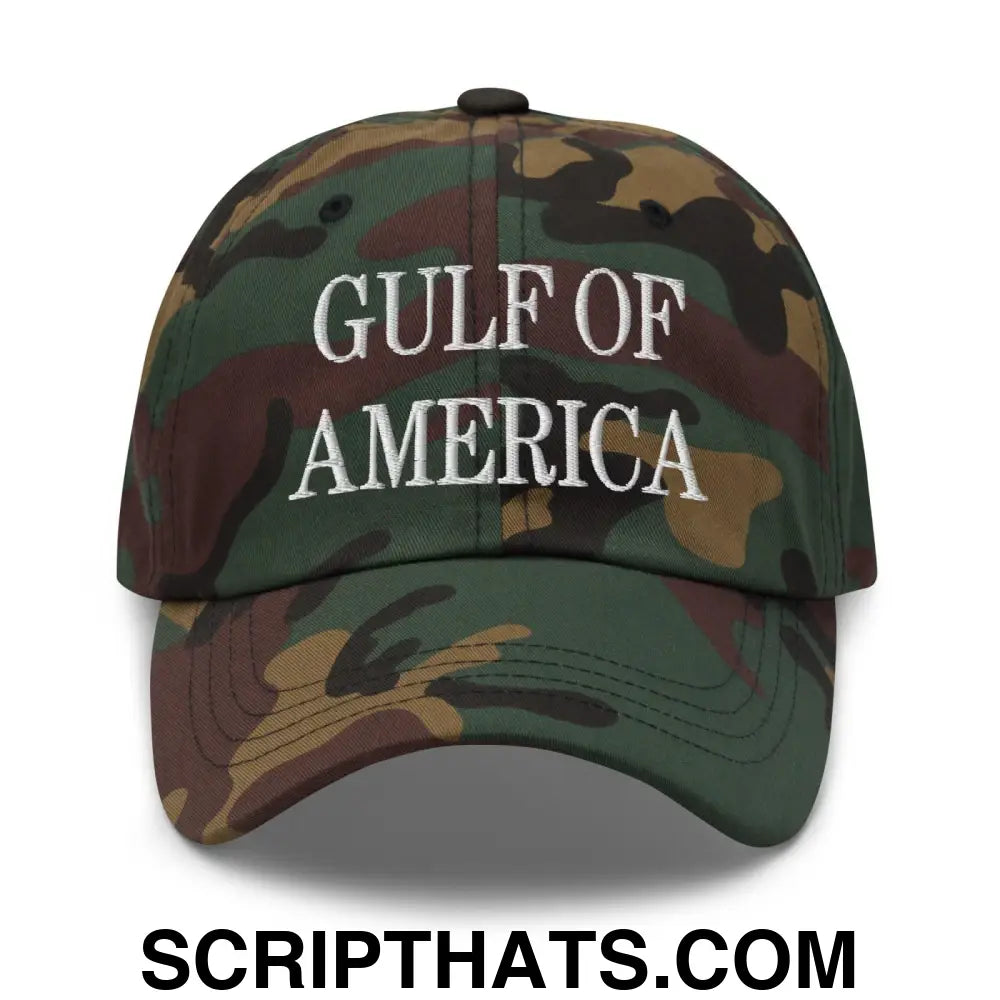 Gulf of America Embroidered Dad Hat Green Camo