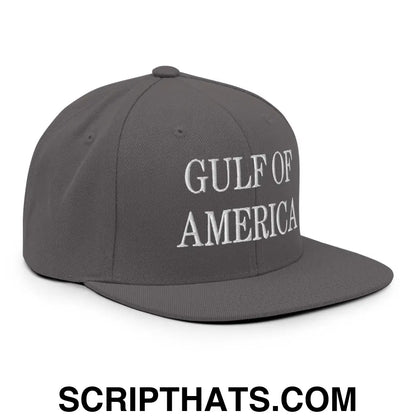 Gulf of America Embroidered Flat Bill Brim Snapback Hat Dark Grey