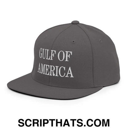 Gulf of America Embroidered Flat Bill Brim Snapback Hat Dark Grey