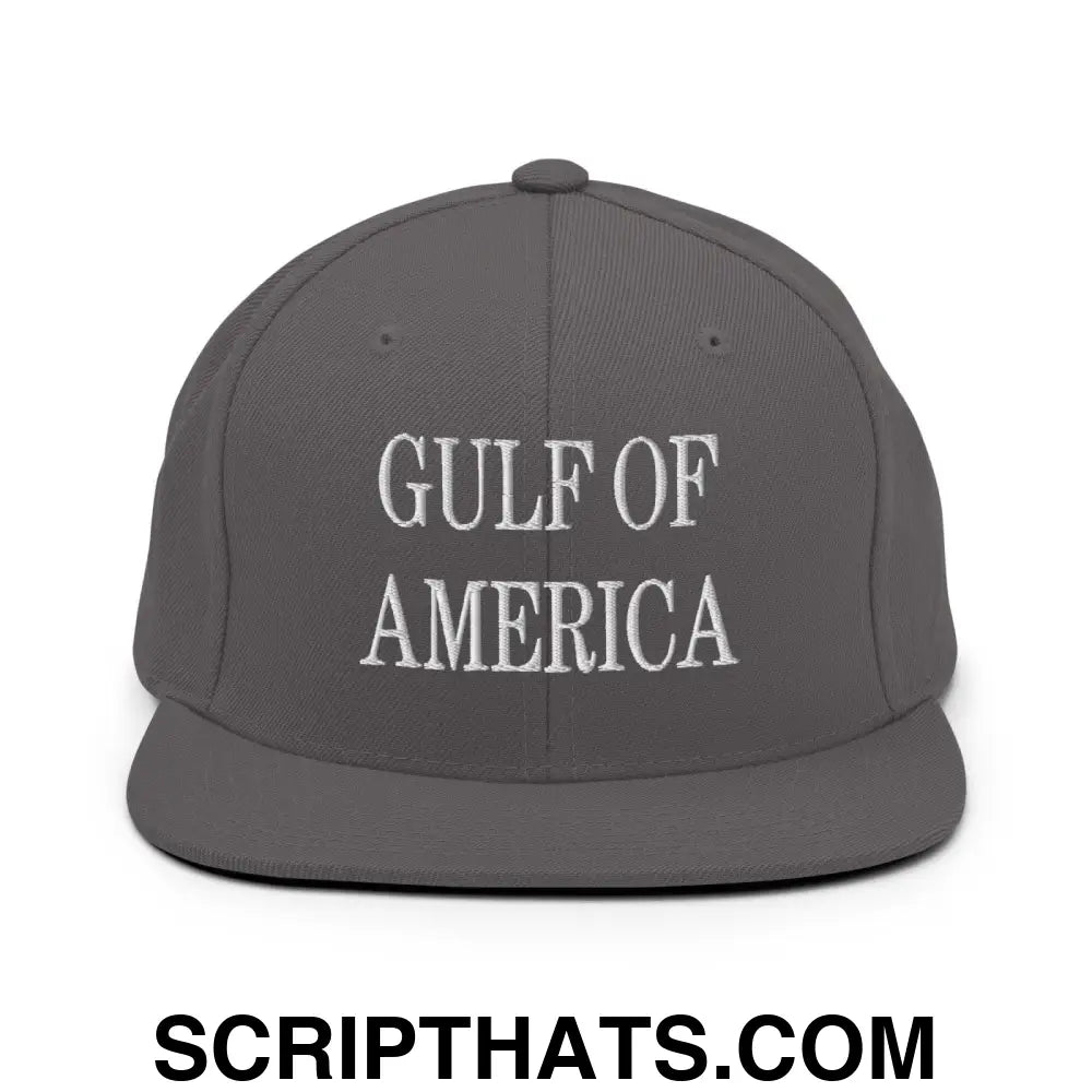 Gulf of America Embroidered Flat Bill Brim Snapback Hat Dark Grey