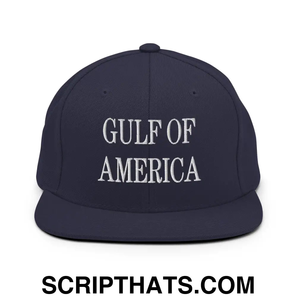 Gulf of America Embroidered Flat Bill Brim Snapback Hat Navy