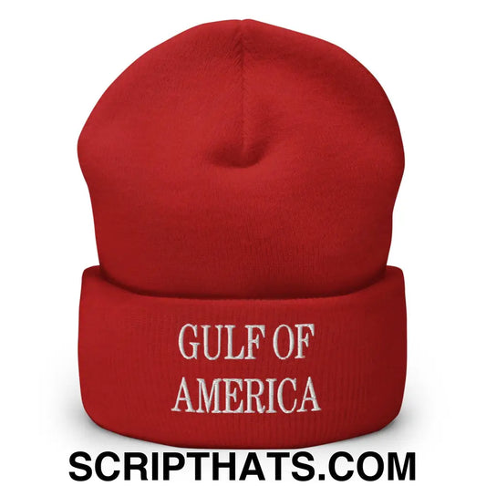 Gulf of America Embroidered Knit Cuffed Beanie Red