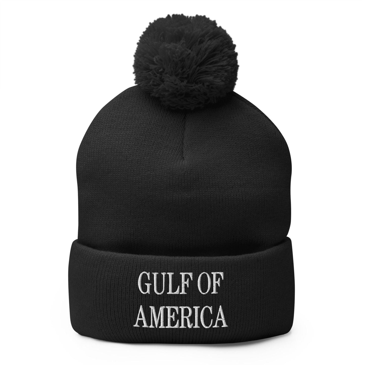 Gulf of America Embroidered Knit Pom Pom Beanie Black