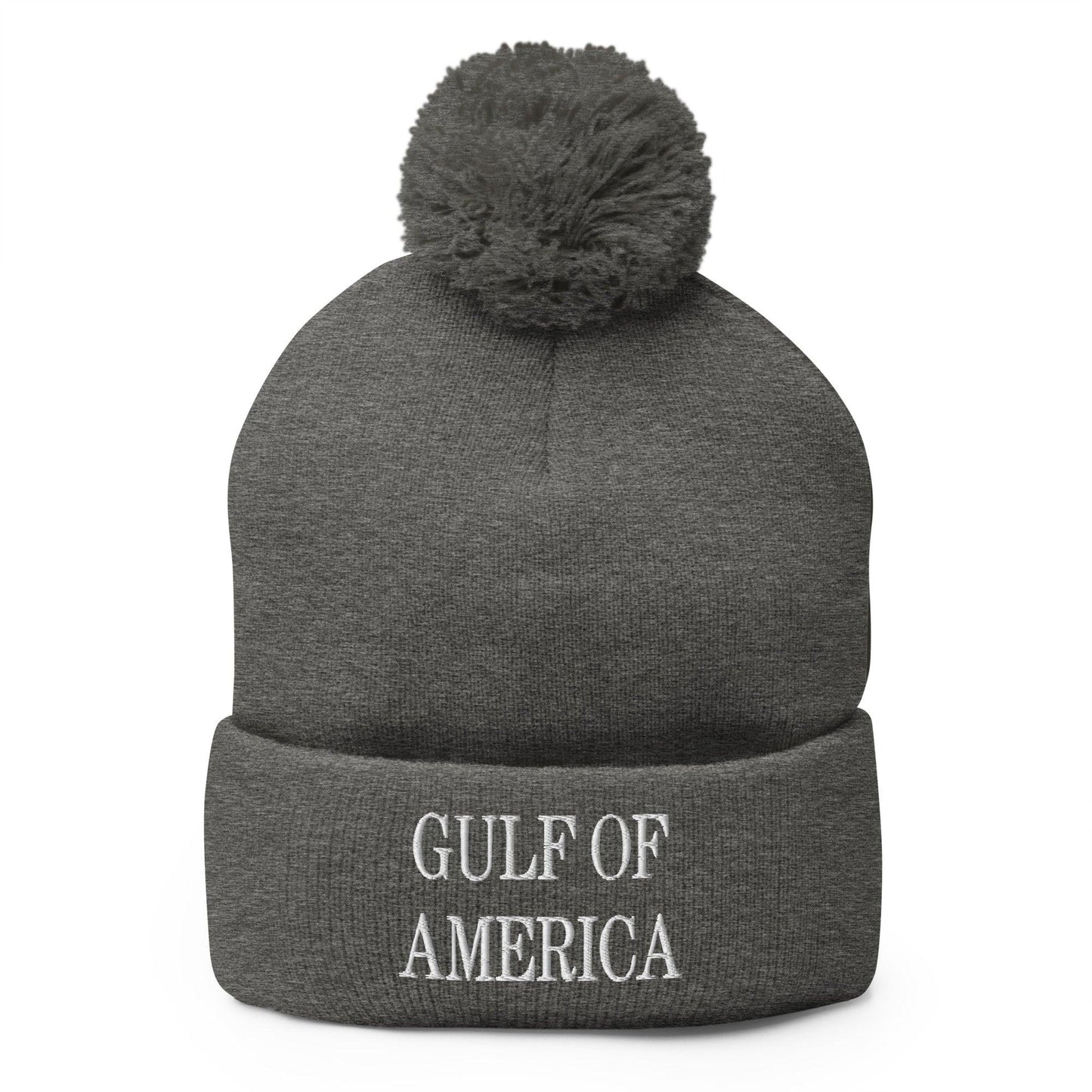 Gulf of America Embroidered Knit Pom Pom Beanie Dark Heather Grey