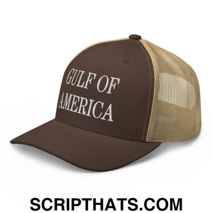 Gulf of America Embroidered Mesh Trucker Hat Brown Khaki